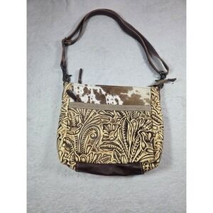 Myra Bag Cowhide Leather Crossbody Western Tooled Floral Boho Purse